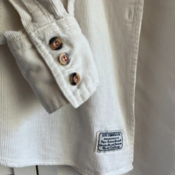 Vintage Levi Jeans White Corduroy Button Up Shirt - Picture 4 of 4